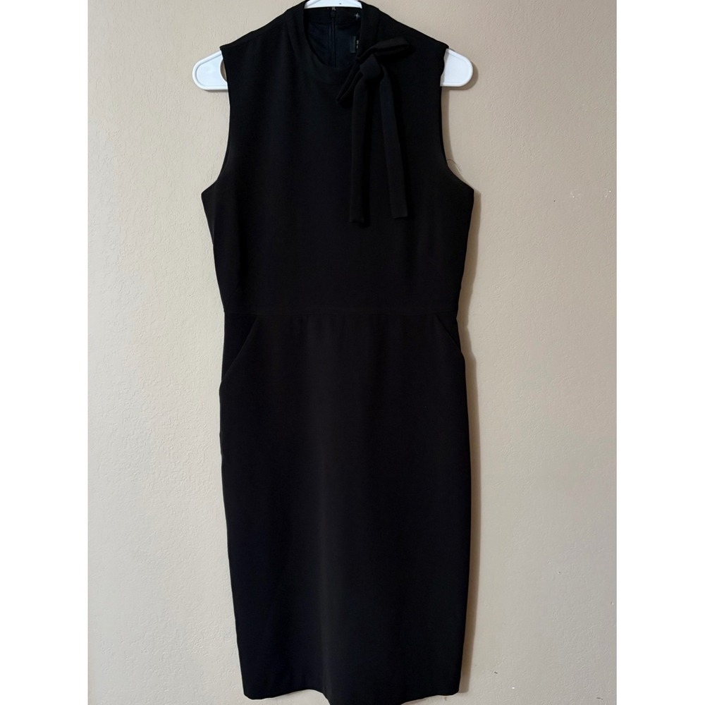 Alexia Admor Black Sleeveless Sheath Dress Bow Mock Neck‎ Size Small LBD